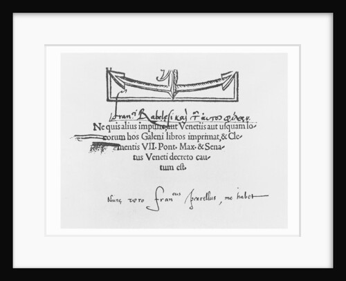 Signature of François Rabelais by French School