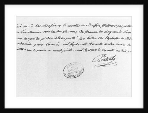 Letter from Jean-Sylvain Bailly sent in 1779 by French School