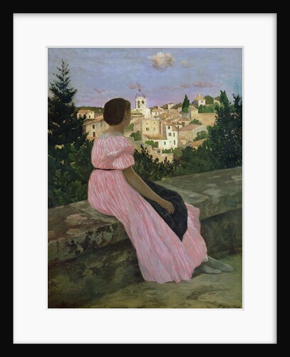 The Pink Dress, or View of Castelnau-le-Lez, Herault, 1864 by Jean Frederic Bazille