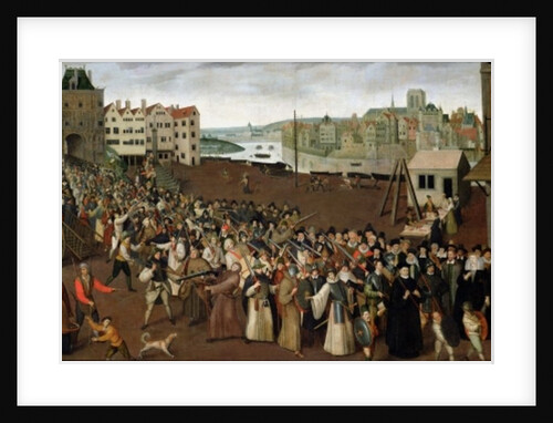 Procession of the Holy League on the Place de Grève, leaving the Saint-Jean Arch, Paris, 1590-3 by French School