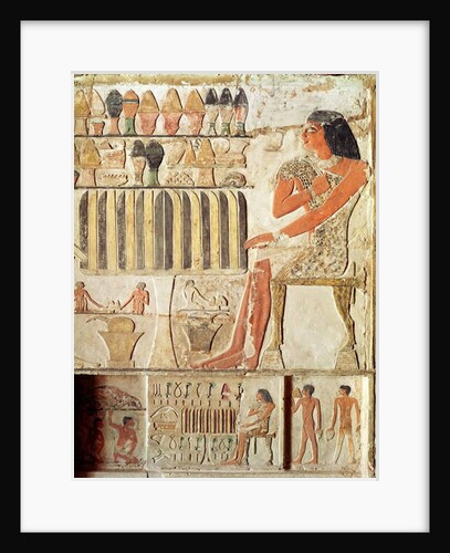 The deceased in front of a table of food, Egyptian, Old Kingdom by Egyptian 5th Dynasty