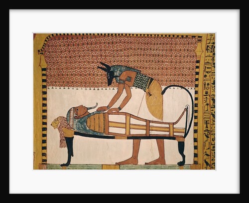 Anubis attends Sennedjem's Mummy by Egyptian 19th Dynasty
