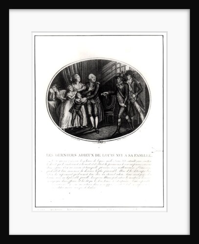 The Last Goodbyes of Louis XVI to his Family, 20th January 1793 by Francois Maria Isidore Queverdo