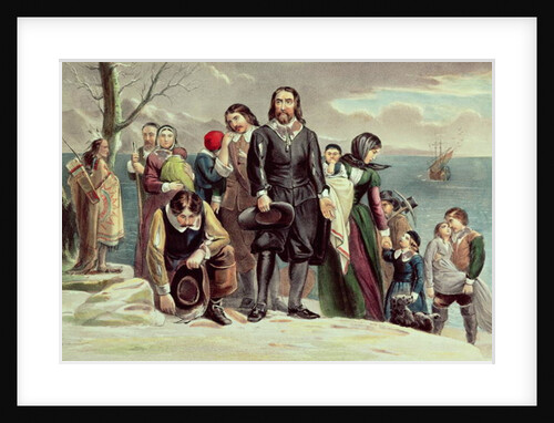 The Landing of the Pilgrims at Plymouth, 1620, 19th century by N. and Ives J.M. Currier