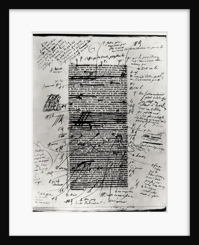 Page from one of Balzac's works with handwritten corrections by Honore de Balzac
