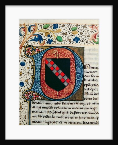 Ms 167 fol.69 Historiated initial 'D' depicting the coat of arms of the Clairvaux family by French School