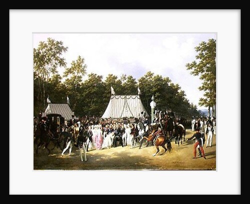Louis XVIII Greeting Marie-Caroline-Ferdinande de Bourbon, Princess of Sicily, at the Croix de Saint-Herem in the Forest at Fontainebleau, 15th June 1816 by Hippolyte Lecomte