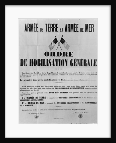 Order of general mobilisation, 1914 by Anonymous