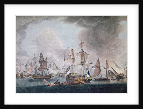 The Defeat of the Combined Forces of France and Spain at the Battle of Trafalgar in 1805 by Robert Dodd