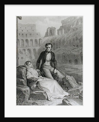 Francois Rene Vicomte de Chateaubriand and Pauline de Beaumont in the ruins of the Colosseum, 19th century by Felix Philippoteaux