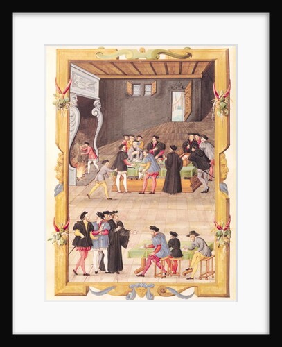 Ms 5169 f.2v The Notaries and the King's Secretaries in the Hall of the College of Notaries and King's Secretaries by French School