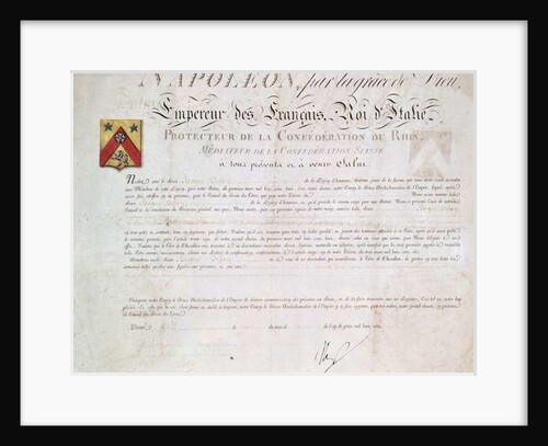 Decree of nobility created under the First Empire, 1813 by French School