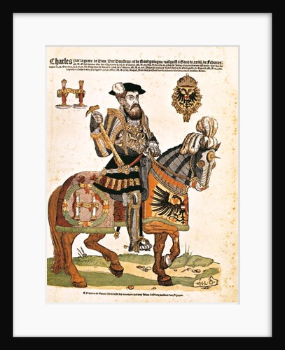 Equestrian portrait of Charles V in armour by Hans Liefrinck