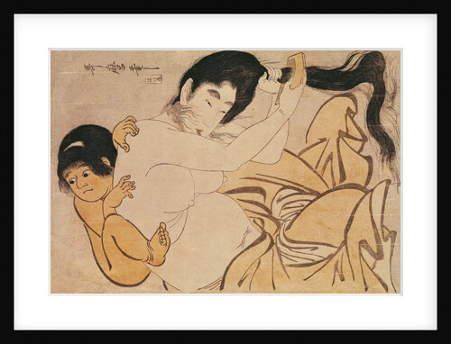 Yama-Uba, the Woman of the Mountain, with Kintoki, her Baby by Kitagawa Utamaro