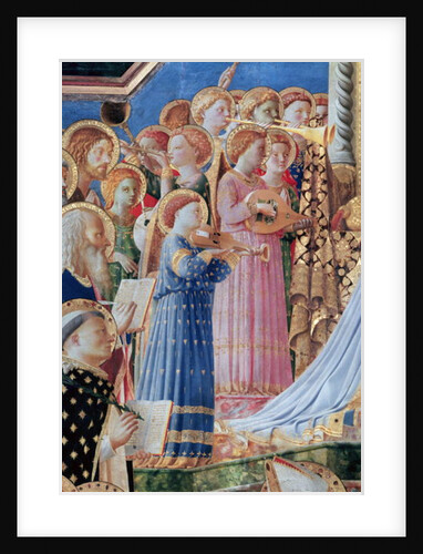 The Coronation of the virgin, detail of musical angels from the left hand side, c.1430-32 by Fra Angelico