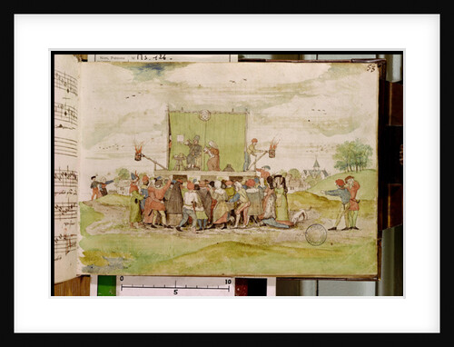 Ms 126 f.53r Quack doctor tapping urine for his diagnosis by French School