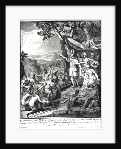 Manco Capac and his wife, Coya Mama Oello Huaco, gathering the savages and building Cuzco by Gabriel Francois Louis Debrie