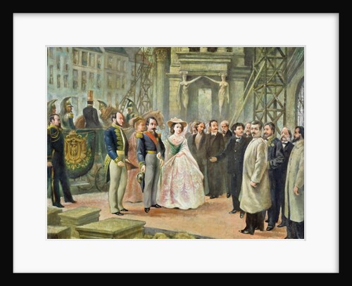 Baron Georges-Eugene Haussmann Napoleon III and Empress Eugenie Visiting the Workers at the Opera by Ed. (after) Gilis