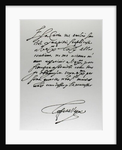 Signed letter by Lope Felix de Vega Carpio