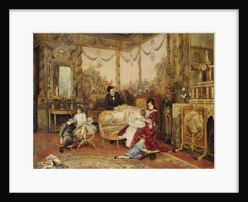 Victorien Sardou and his Family in their Drawing Room at Marly-le-Roi, c.1875 by Auguste de la Brely