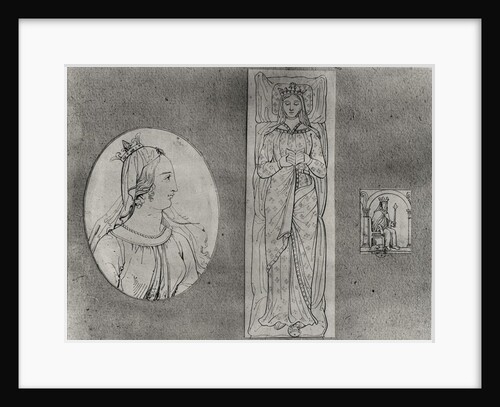 Eleanor of Aquitaine: Portrait in Profile, Recumbant, and on her Throne by French School