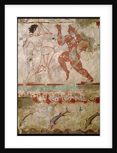 Two Dancers and Dolphins Leaping through Waves, frieze from the Tomb of the Lionesses in the necropolis, c.520 BC by Etruscan