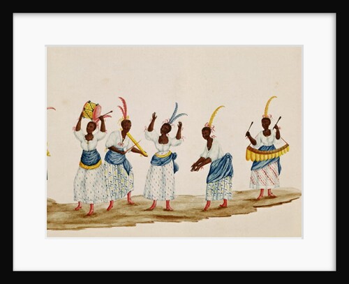 Queen and her Suite, detail depicting dancers and musicians by Carlos Juliao