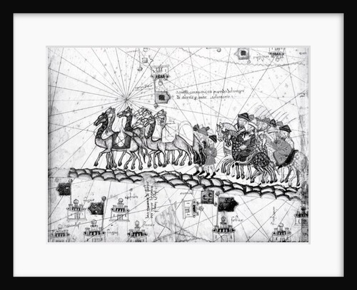 The family of Marco Polo traveling by camel caravan, c.1375 by Abraham & Cresques Jehuda Cresques