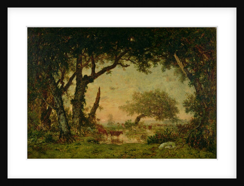 The Edge of the Forest at Fontainebleau, Setting Sun, 1850-51 by Theodore Rousseau