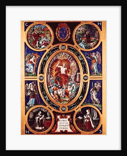 Altarpiece of Sainte-Chapelle, depicting the Resurrection, enamelled by Leonard Limosin 1553 by Nicolo dell' Abate