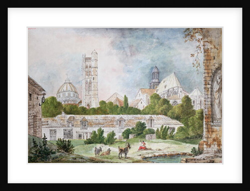 The New Church of Sainte-Genevieve and Saint-Etienne-du-Mont Seen from the Ruins of the Abbey of Sainte-Genevieve in Paris, 1807 by Denise Duchateau
