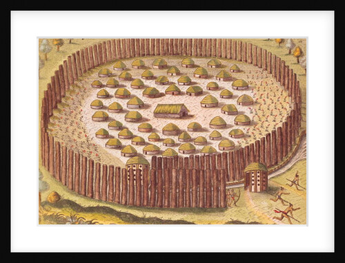Fortified Indian Village by Th. after Le Moyne J. Bry