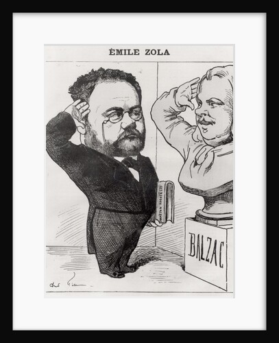 Caricature of Emile Zola Saluting a Bust of Honore de Balzac, 1878 by Andre Gill
