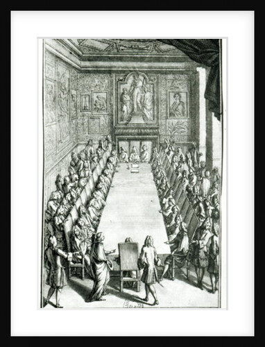 Reception of an Member of the French Academy, engraved by Francois Poilly by F. Delamonce