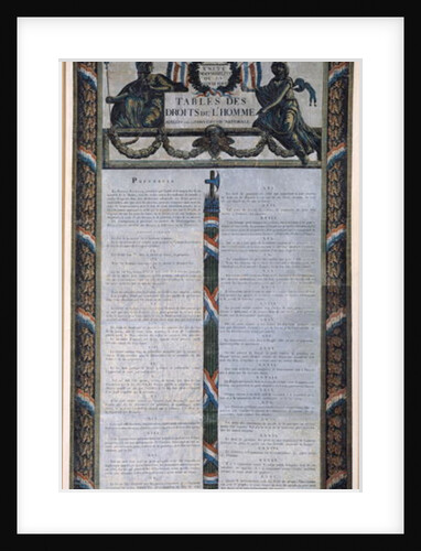 Table of the Declaration of the Rights of Man and the Citizen by French School