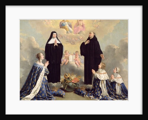 Anne of Austria and her Children at Prayer with St. Benedict and St. Scholastica, 1646 by Philippe de Champaigne