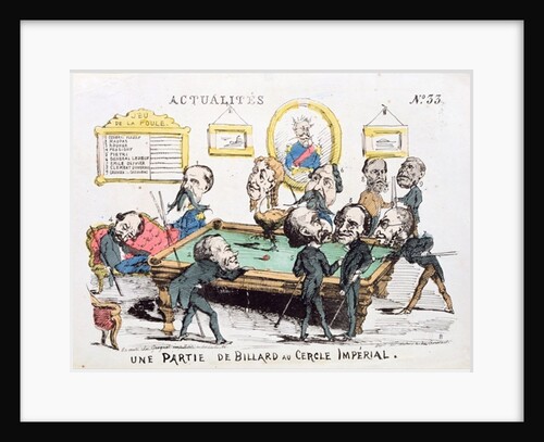 Une Partie de Billard au Cercle Imperial, caricature of Second Empire society, issue 33 of 'Actualites', 1870 by French School