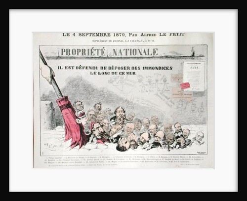 Defense de deposer des immondices le long de ce mur, caricature of Second Empire politicians by Alfred Le Petit