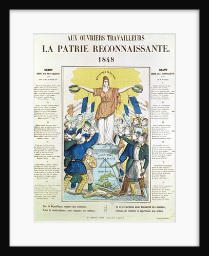 Illustrated lyric sheet for a song dedicated to the workers, 1848 by French School