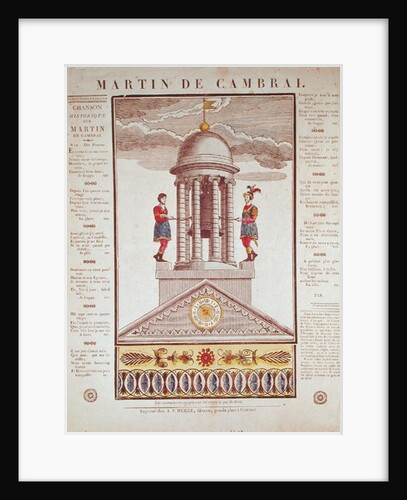 Illustrated lyric sheet for 'Martin de Cambrai' by French School