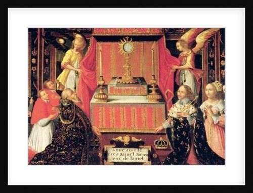 Louis XIII Anne of Austria Infanta of Spain and Gaston de France Duke of Orleans before the Holy Sacrament by French School