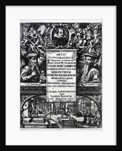 Frontispiece to 'On the Origin and History of Typography' by Bernardus Mallinckrodt, 1634 by German School