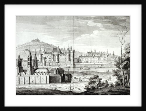 View of the Abbey of Saint-Germain-des-Pres, the Louvre, Petit Bourbon, Montmartre and the Seine in 1410 by Jean Chaufourier