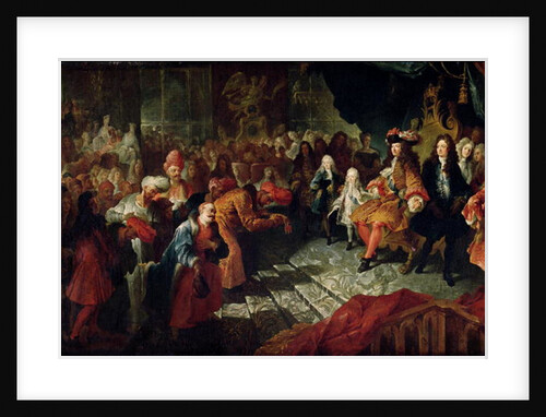 Louis XIV receiving the Persian Ambassador Mohammed Reza Beg in the Galerie des Glaces at Versailles, 19th February 1715 by Antoine Coypel
