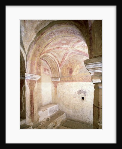 View of the Carolingian frescoes in the inner crypt, c.858 by French School