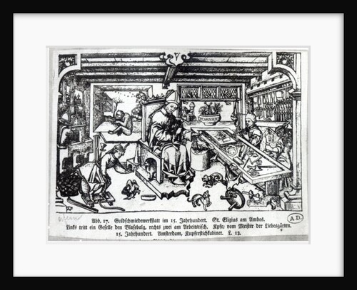 St. Eligius as a goldsmith in his workshop, c.1450 by Master of the Gardens of Love