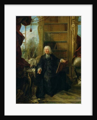 Abbot Nollet in his study, in chateau de la Muette optical pavilion by Jacques de Lajoue