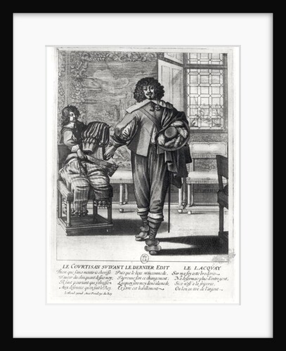 Courtier following the last royal edict in 1633 and his lacquey by Abraham Bosse