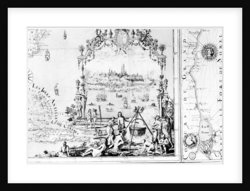 View of Quebec, cartouche of a map depicting St. Lawrence River from Sorel, 1699 by Jean Baptiste Louis Franquelin