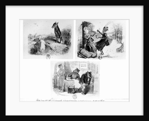 Illustration for 'The Wolf and the Lamb', 'The Cicada and the Ant' and 'The City Rat and the Country Rat' tales by Grandville